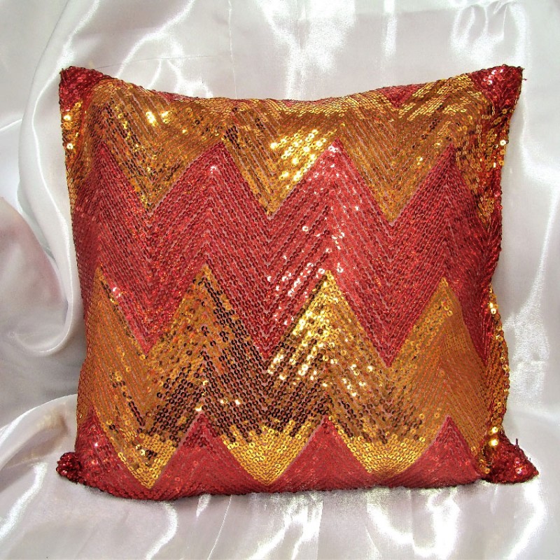 Vankúš Flitrový červeno - zlatý