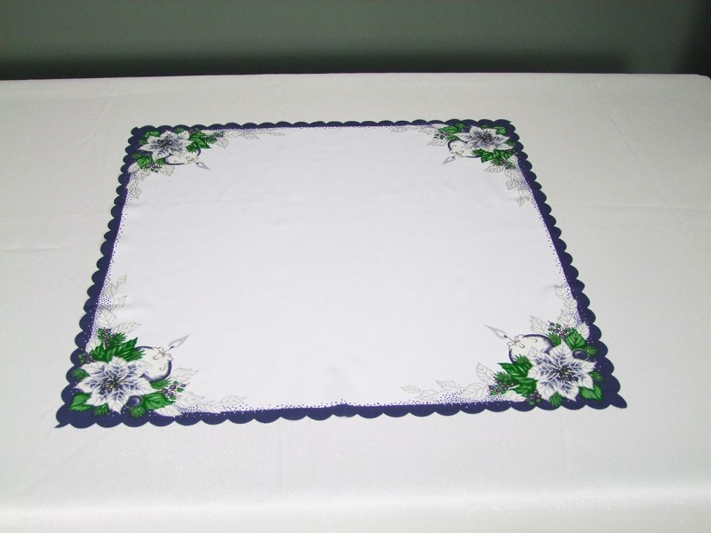 Obrus vianočný modrý,sviečka 70x70