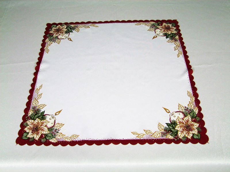 Obrus vianočný bordó,sviečka 70x70