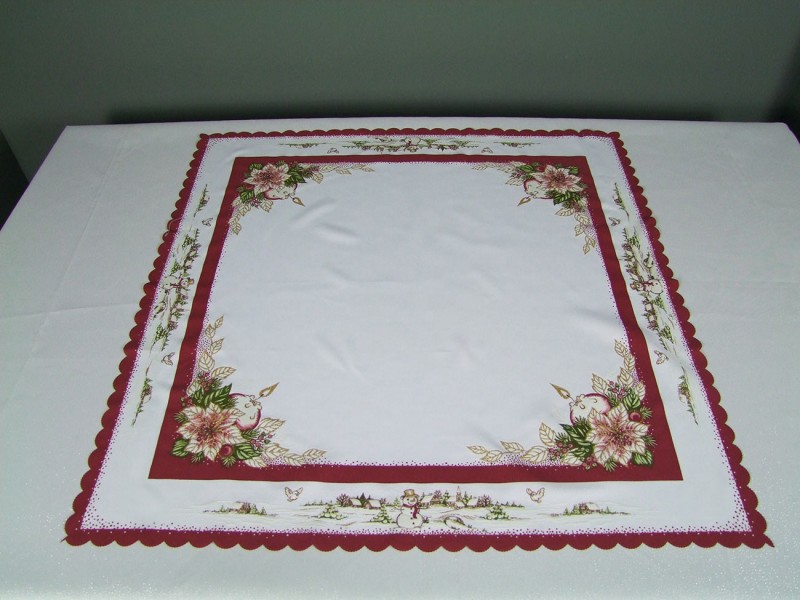 Obrus vianočný bordo, sviečka 90x90