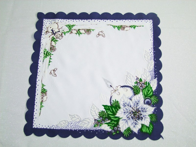 Obrus vianočný modrý,sviečka 35x35