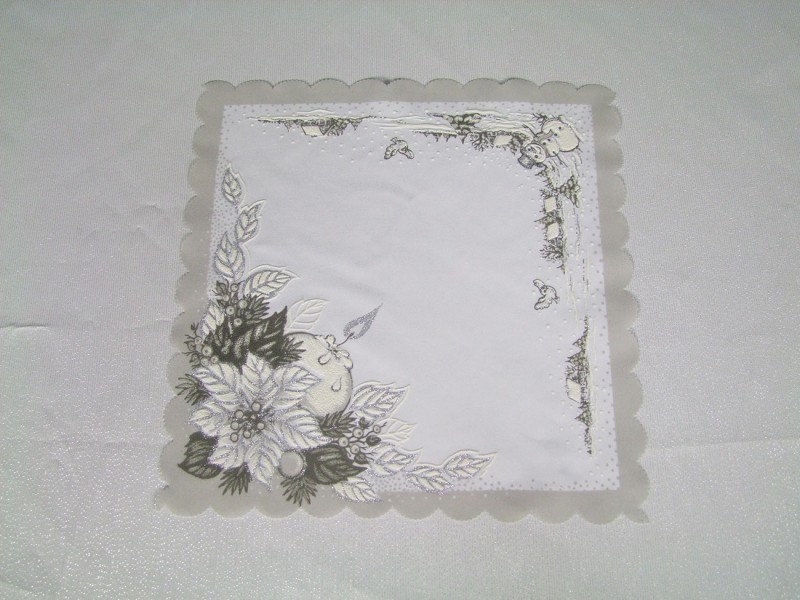 Obrus vianočný strieborný,sviečka 35x35